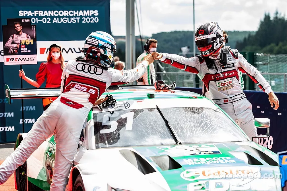 Race winner Ren&eacute; Rast, Audi Sport Team Rosberg and Nico M&uuml;ller, Audi Sport Team Abt Sportsline