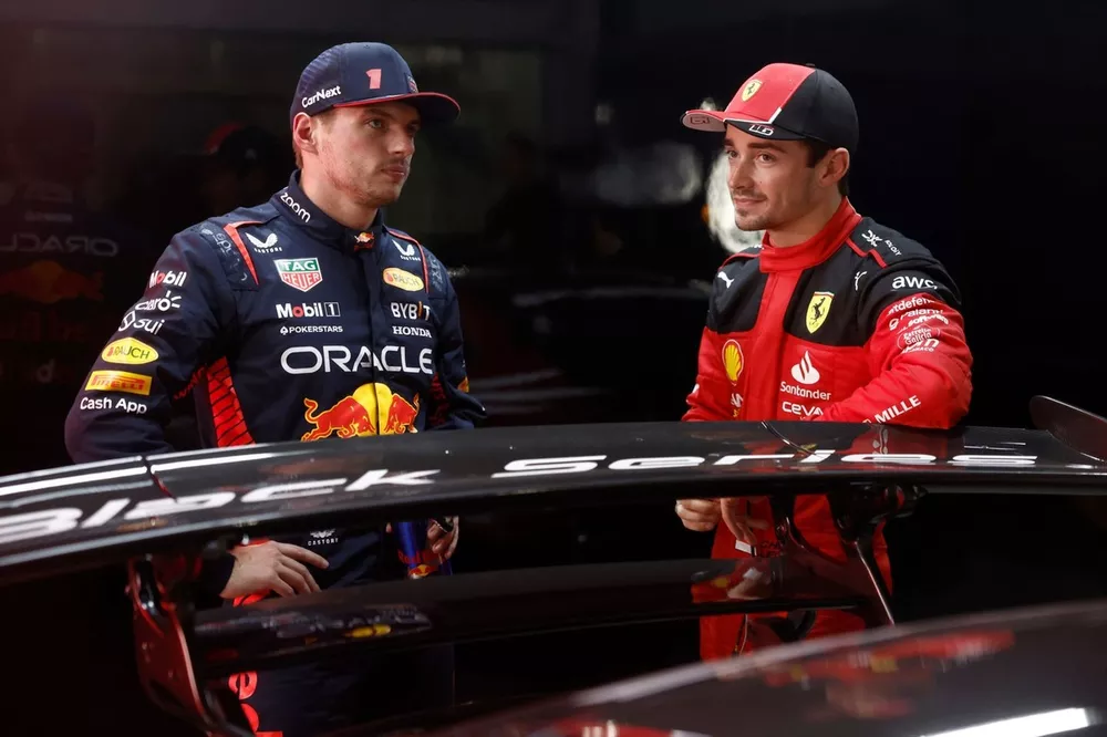 Pole adamı Max Verstappen, Red Bull Racing, Charles Leclerc, Scuderia Ferrari, Sıralama Sonrası Konuşma