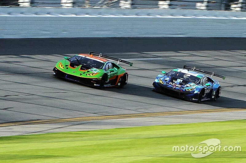 #11 GRT Grasser Racing Team Lamborghini Huracan GT3: Richard Heistand, Steijn Schothorst, Albert Costa, #44 GRT Magnus Racing Lamborghini Huracan GT3: John Potter, Andy Lally, Spencer Pumpelly, Marco Mapelli