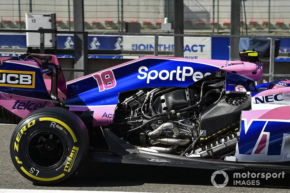 Lance Stroll, Racing Point RP19 sin la cubierta motor