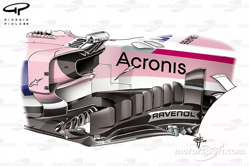 Le d&eacute;flecteur de la Force India VJM11