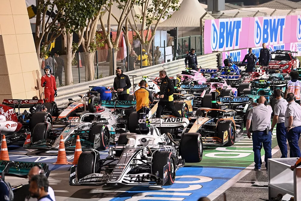 The cars in Parc Ferme after the race