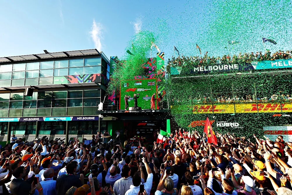 Podium celebration