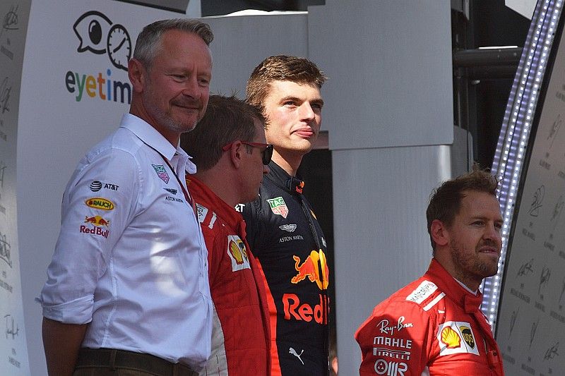 Podio: Max Verstappen, Red Bull Racing, Kimi Raikkonen, Ferrari, Sebastian Vettel, Ferrari, Jonathan Wheatley, Red Bull Racing Team Manager