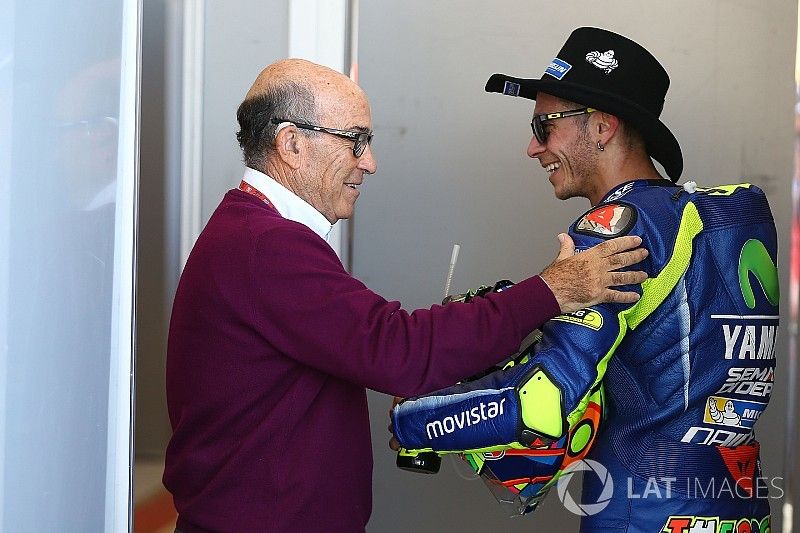 Carmelo Ezpeleta, CEO Dorna Sports, Valentino Rossi, Yamaha Factory Racing