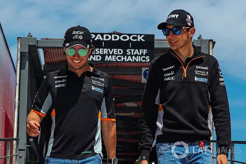 Sergio P&eacute;rez, Force India y Esteban Ocon, Force India