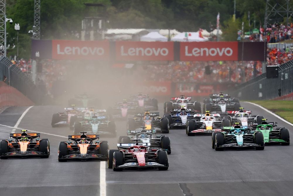 Charles Leclerc, Ferrari leads at the start