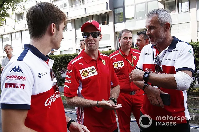 Charles Leclerc, Sauber, Sebastian Vettel, Ferrari ve Beat Zehnder, Sauber