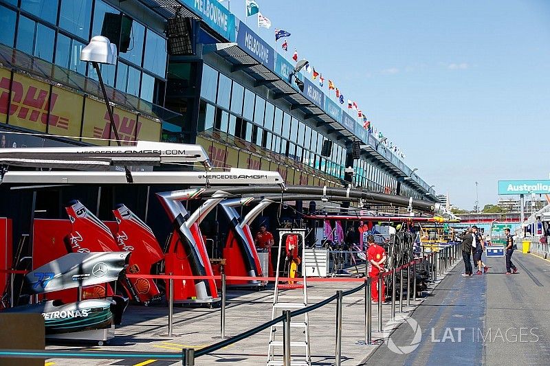 Mercedes AMG F1 and Ferrari garages