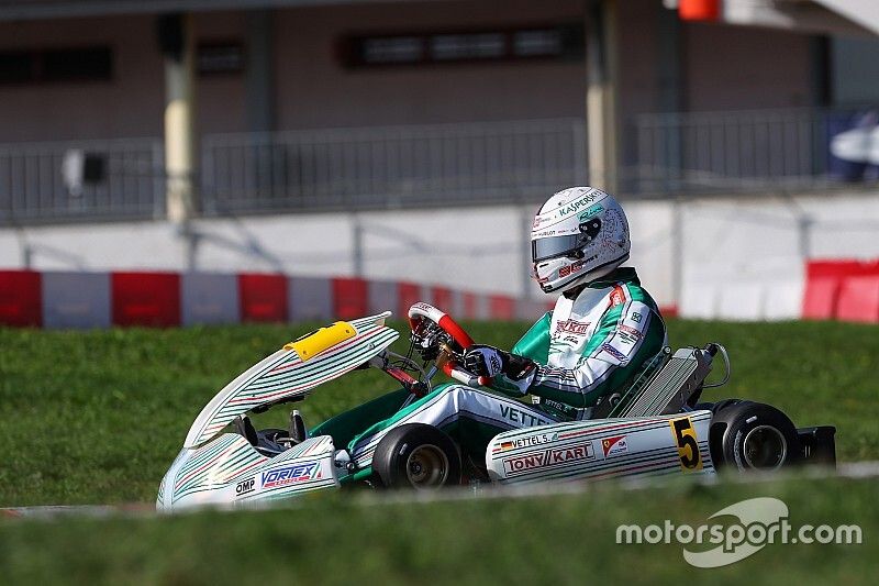 Sebastian Vettel is testing Tony kart