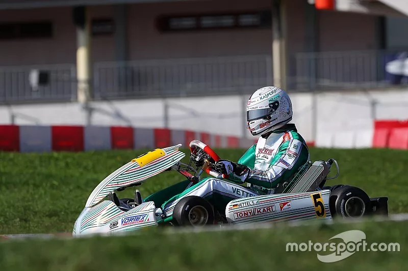 Sebastian Vettel is testing Tony kart