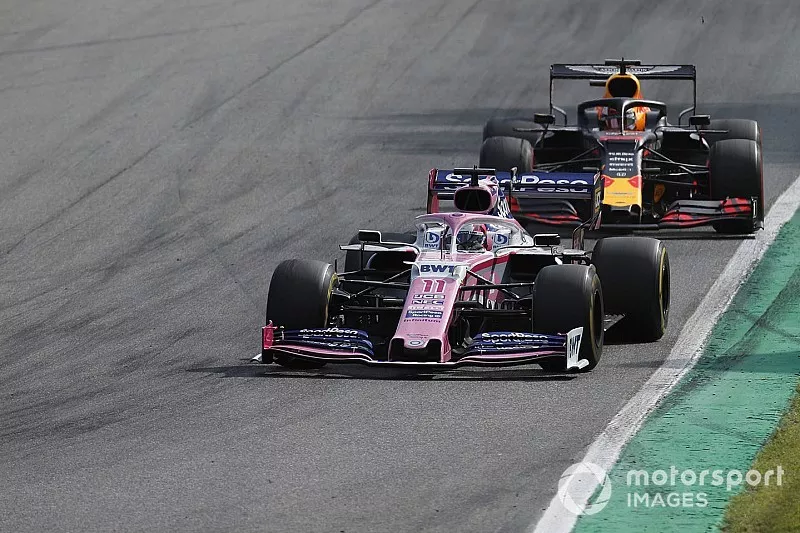 Sergio P&eacute;rez, Racing Point RP19,  Max Verstappen, Red Bull Racing RB15
