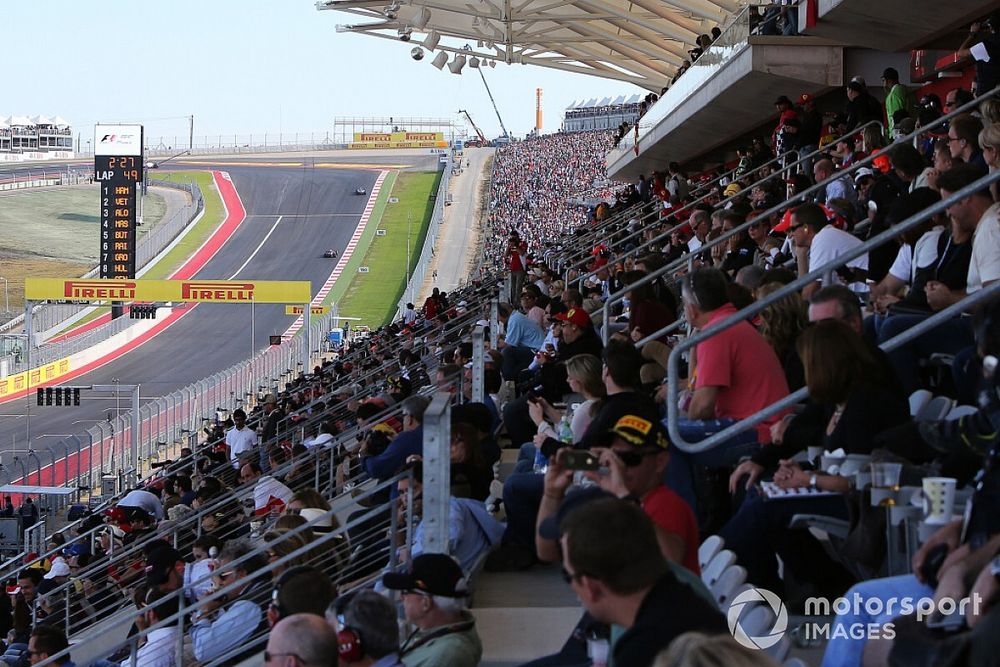 Fans in the main grandstand