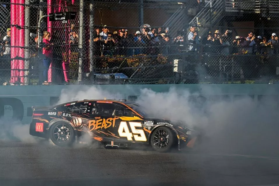 Race winner Tyler Reddick, 23XI Racing, The Beast Killer Sunrise Toyota Camry