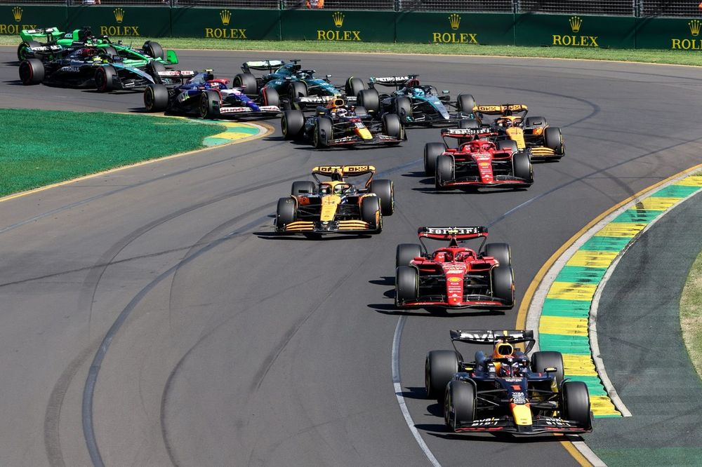 Max Verstappen, Red Bull Racing RB20 Carlos Sainz, Ferrari SF-24 and Lando Norris, McLaren MCL38 