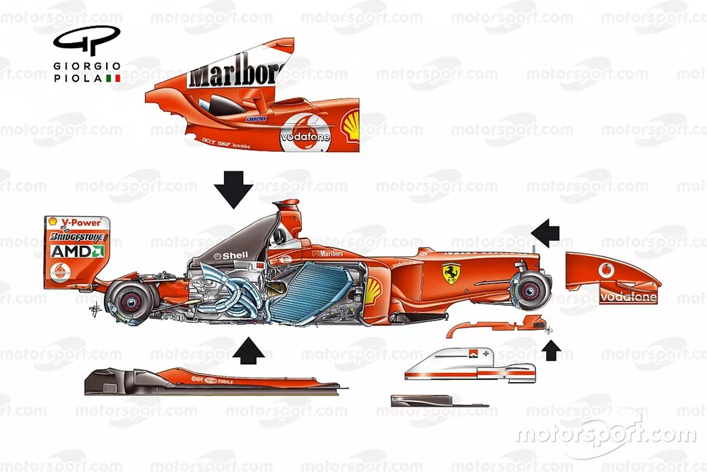 Ferrari F2004 (655) 2004 exploded detail side view