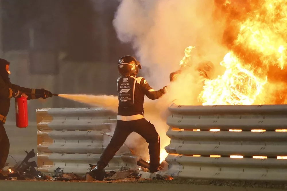 Crash van Romain Grosjean, Haas