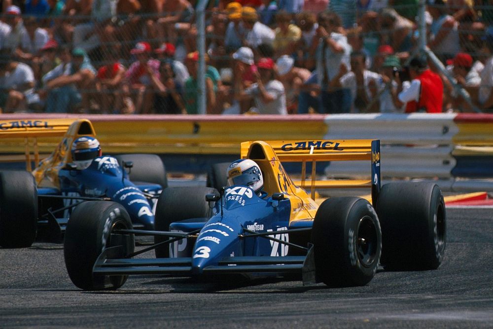 Jonathan Palmer, Tyrrell 018 devance son co&eacute;quipier Jean Alesi, Tyrrell 018
