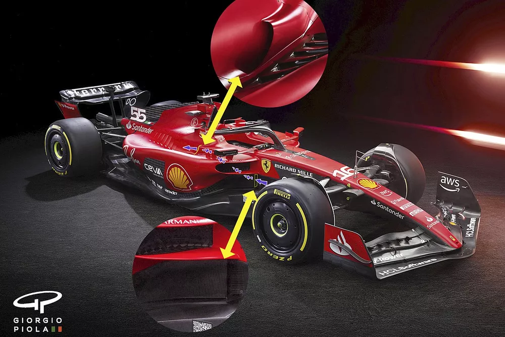 Ferrari SF-23, dettaglio condotto S-duct