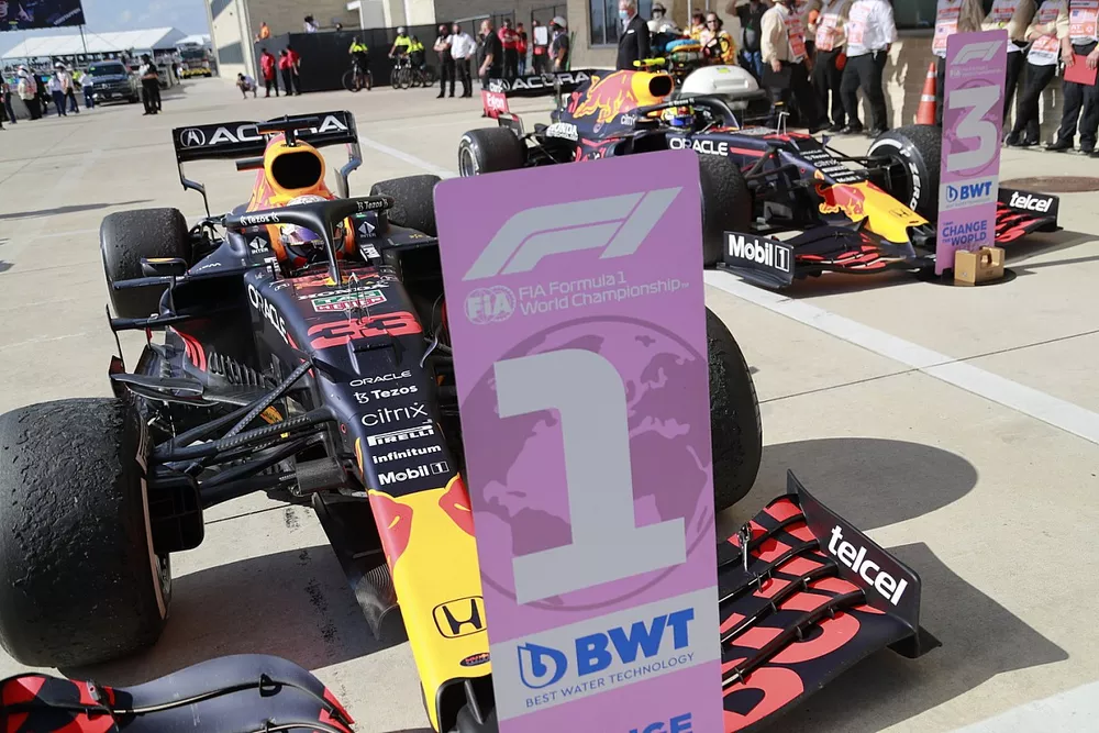 Max Verstappen, Red Bull Racing RB16B, 1st position, arrives in Parc Ferme