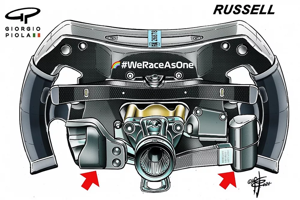 Arri&egrave;re du volant de George Russell, Mercedes