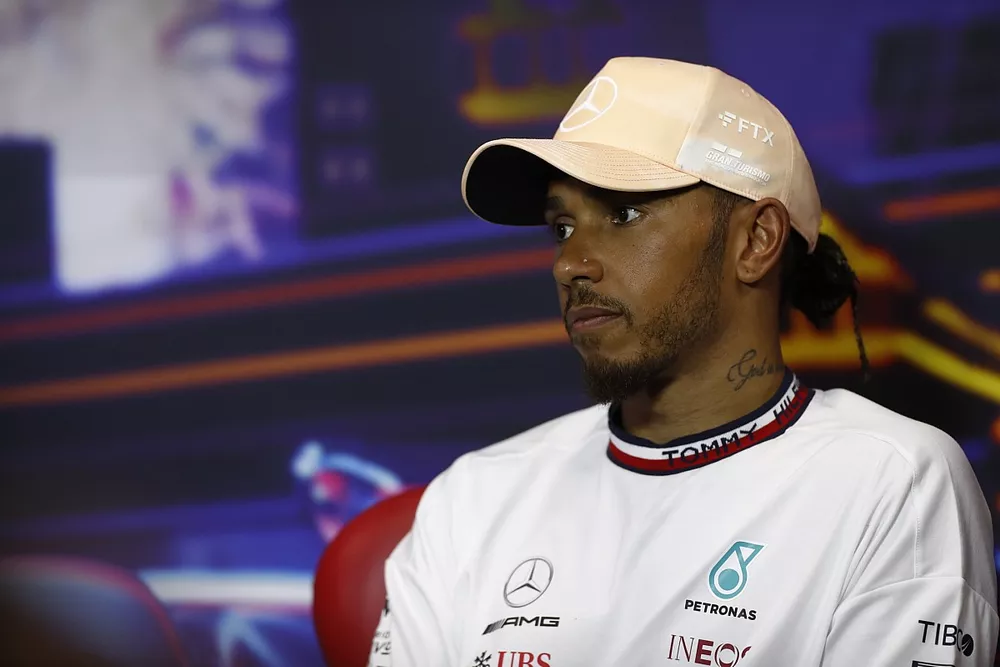 Lewis Hamilton, Mercedes AMG, in the post Qualifying Press Conference