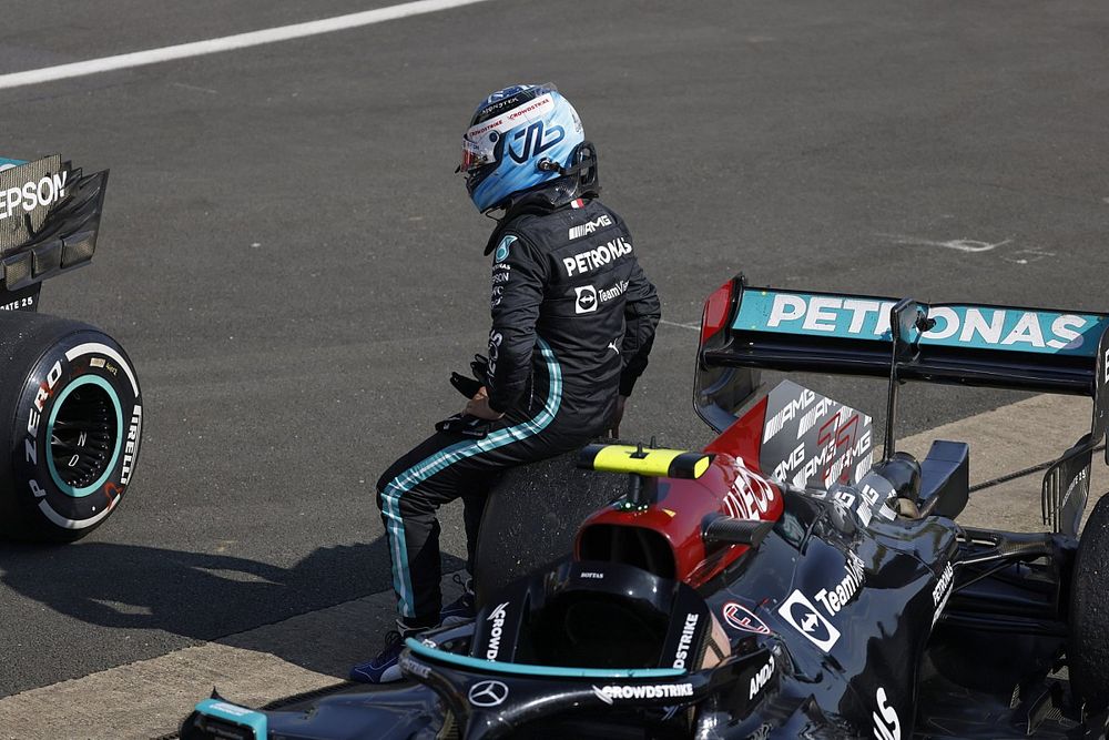 Valtteri Bottas, Mercedes, 3rd position, arrives in Parc Ferme