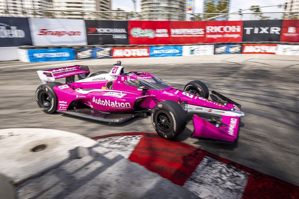 Indy Racing League driver Dario Franchitti and extremely happy