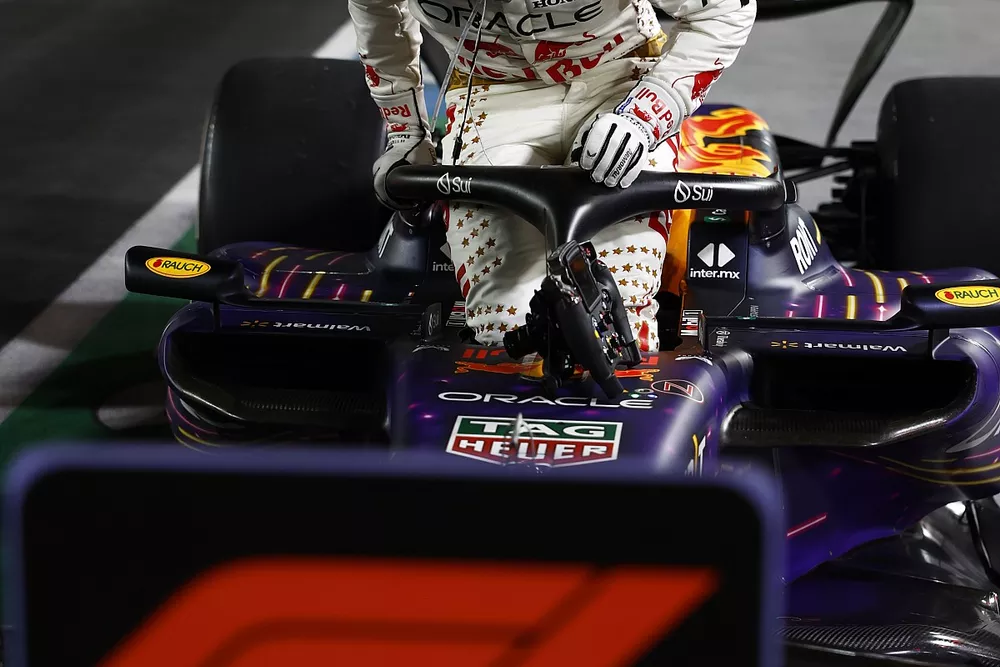 Max Verstappen, Red Bull Racing, 1st position, arrives in Parc Ferme