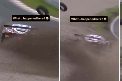 En tres ruedas, de costado y a toda velocidad: este expiloto de F1 hace la salvada del año