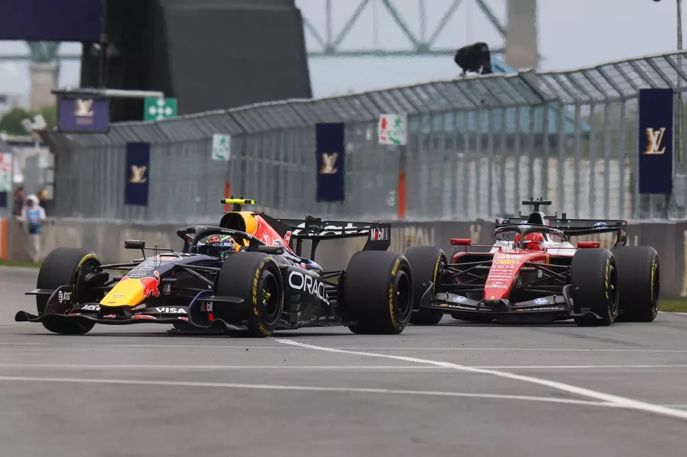 Charles Leclerc, Ferrari, Isack Hadjar, Red Bull Racing