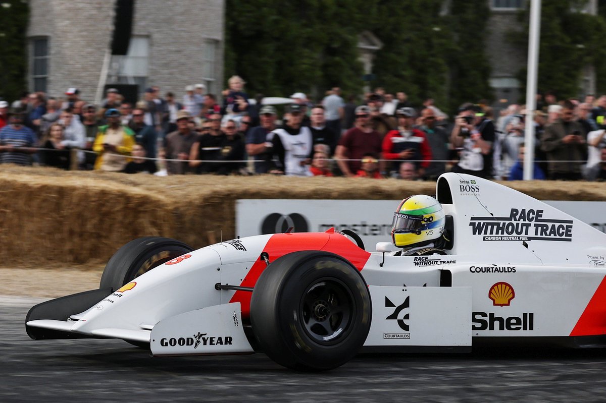 セバスチャン・ベッテル、マクラーレンMP4/8でイモラを走る。没後30年