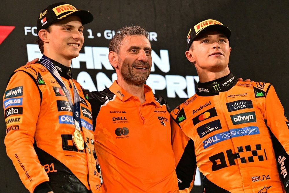 Lando Norris, McLaren, Oscar Piastri, McLaren, Andrea Stella, McLaren