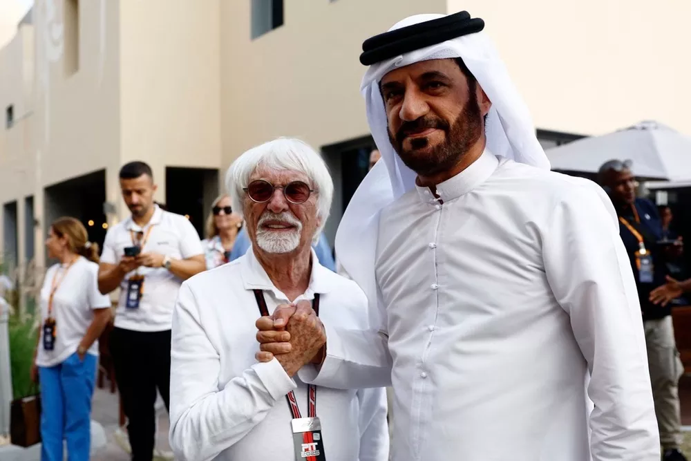 Bernie Ecclestone and Mohammed ben Sulayem, FIA President in the Paddock  