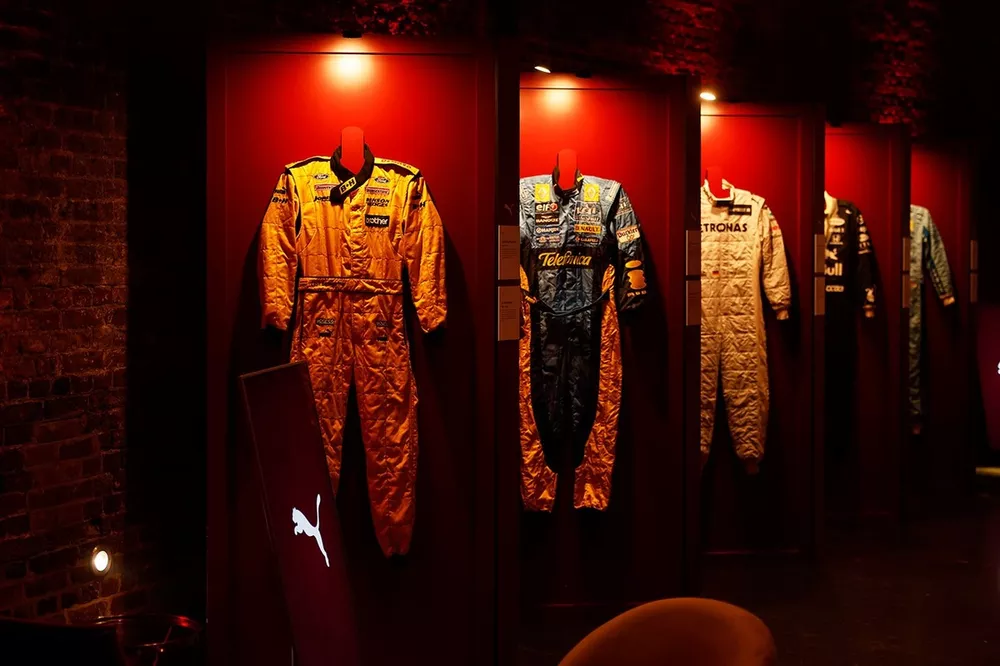 PUMA race suits on display