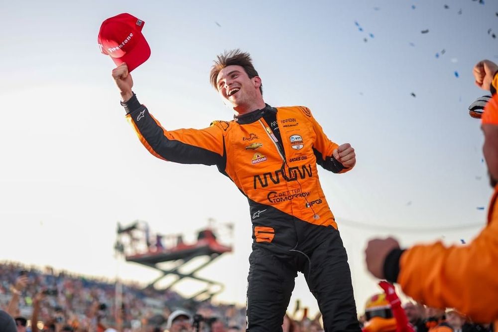 Race winner Patricio O'Ward, Arrow McLaren Chevrolet