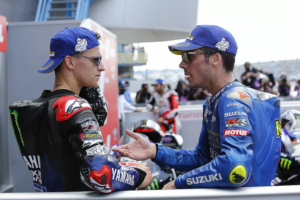 Race winner Fabio Quartararo, Yamaha Factory Racing, third place Joan Mir, Team Suzuki MotoGP