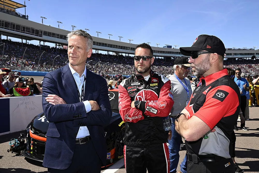 Christopher Bell, Joe Gibbs Racing, Rheem Toyota Camry, Ben Beshore, Joe Gibbs Racing, Toyota Supra and NASCAR President Steve Phelps