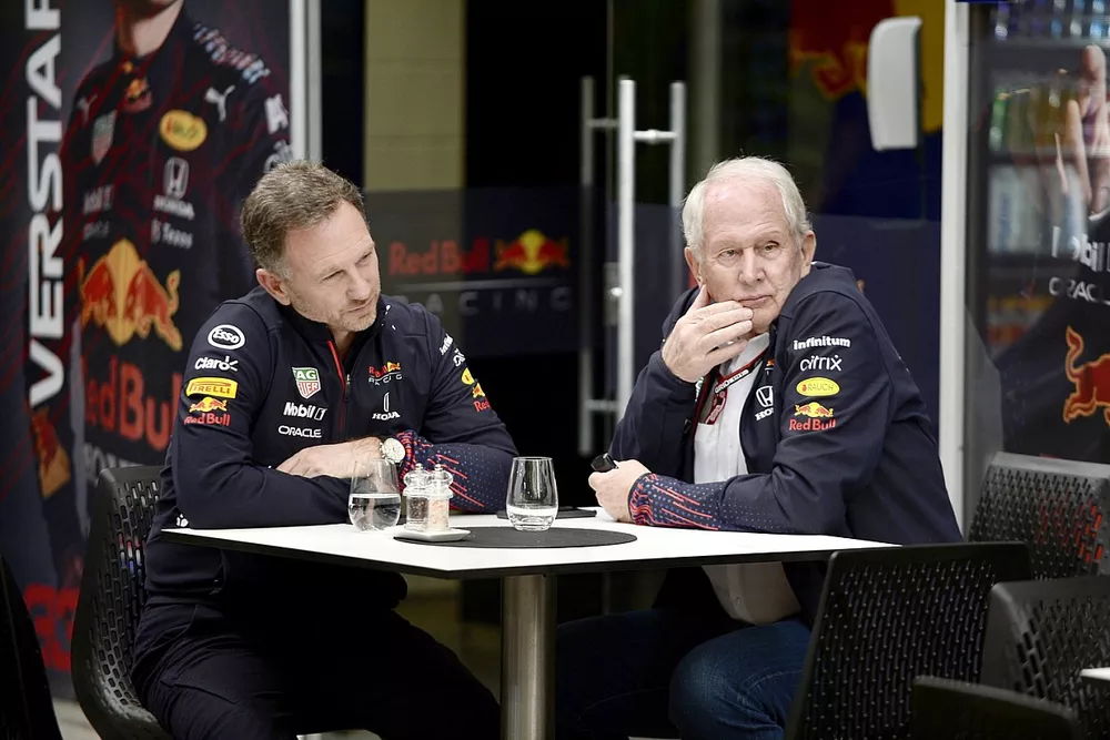 Christian Horner, Team Principal, Red Bull Racing, and Helmut Marko, Consultant, Red Bull Racing