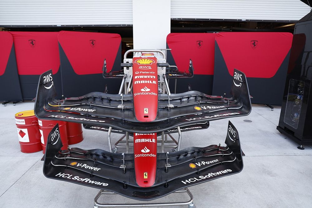 Scuderia Ferrari front wings outside the garage