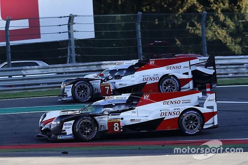 #8 Toyota Gazoo Racing Toyota TS050: S&eacute;bastien Buemi, Kazuki Nakajima, Fernando Alonso, #7 Toyota Gazoo Racing Toyota TS050: Mike Conway, Jose Maria Lopez, Kamui Kobayashi