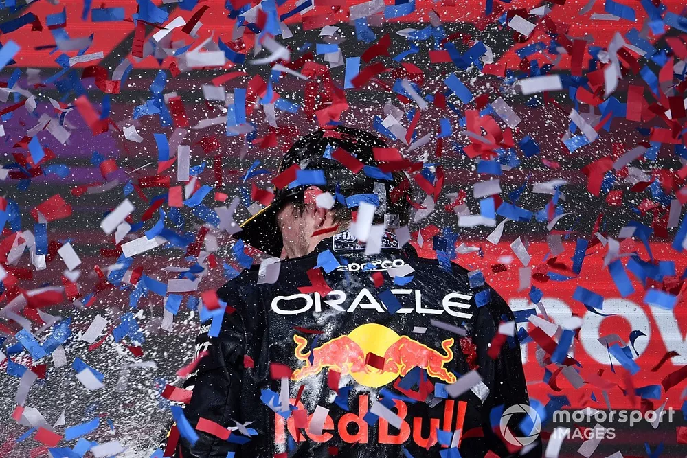 Podium: Race winner Max Verstappen, Red Bull Racing