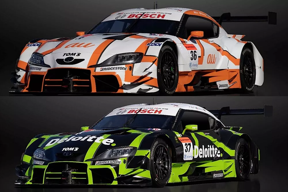 トムス限定 デロイトTOM’S GR Supra 2025鈴鹿仕様 スパーク トムス、2023年スーパーGTマシンカラーリングを発表。2台揃って
