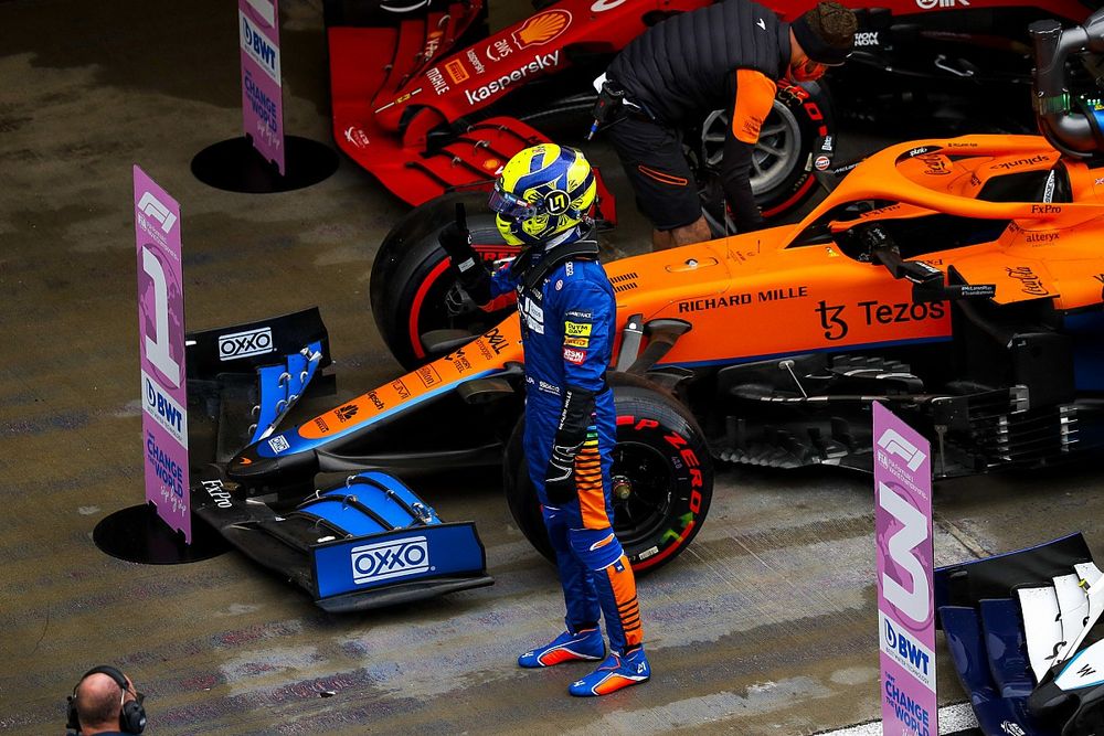 Ganador de la ple Lando Norris, McLaren, en Parc Ferme