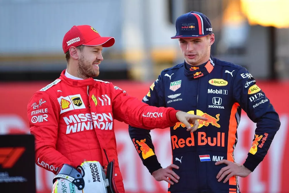 Sebastian Vettel, Ferrari, Max Verstappen, Red Bull Racing