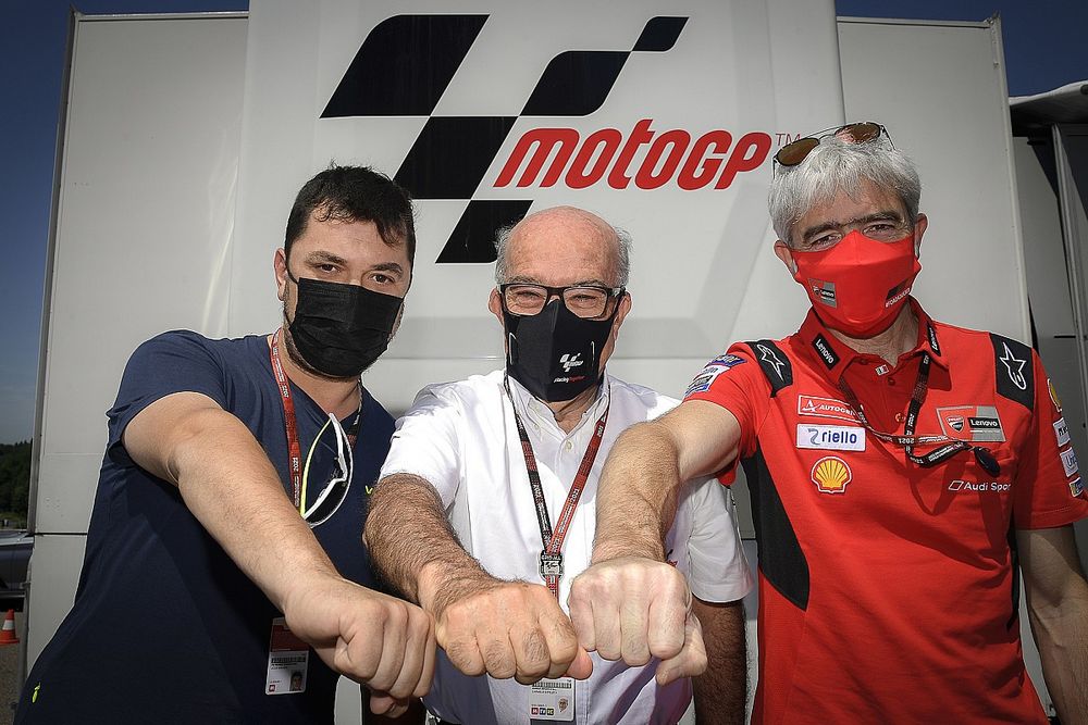 Alessio 'Uccio' Salucci, VR46 Riders Academy , Carmelo Ezpeleta, CEO Dorna Sports, Gigi Dall&rsquo;Igna, Direttore Generale di Ducati Corse