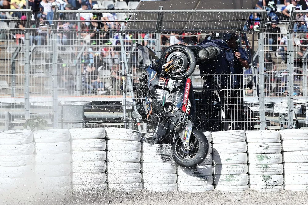 Darryn Binder, RNF MotoGP Racing crashed bike