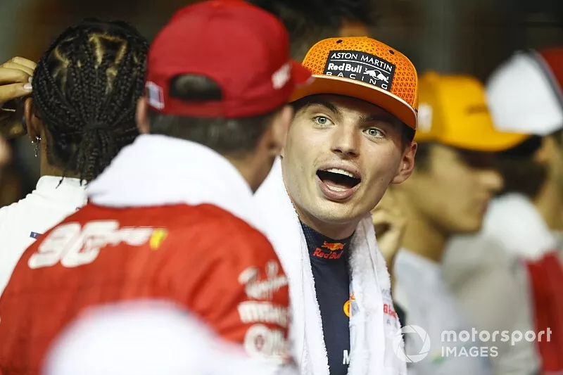 Max Verstappen, Red Bull Racing, en Charles Leclerc, Ferrari