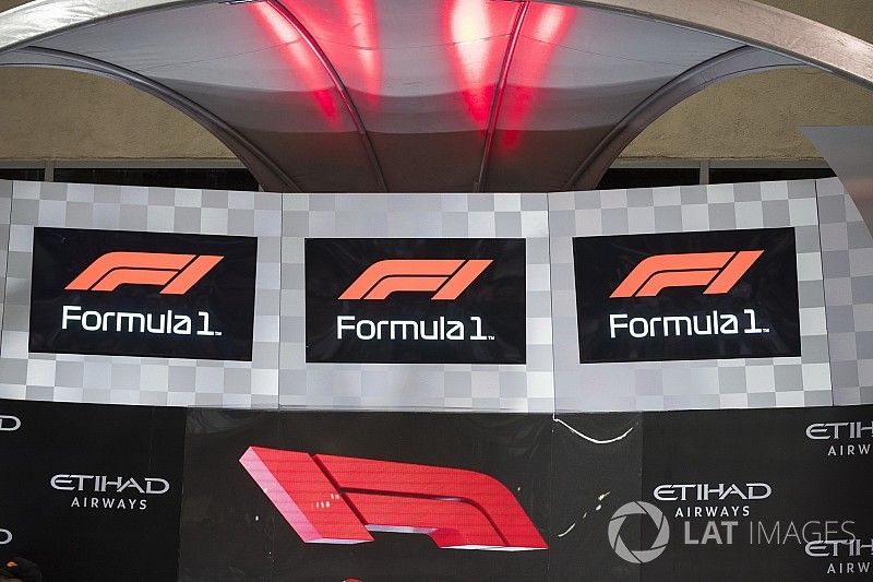 The new F1 logo displayed on the podium