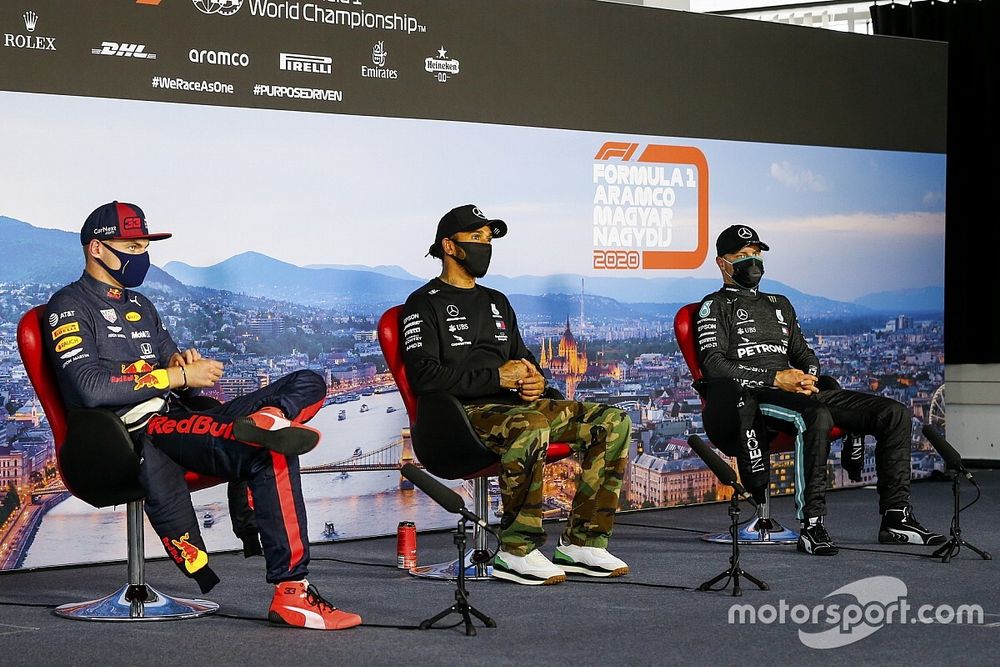 Max Verstappen, Red Bull Racing, Lewis Hamilton, Mercedes-AMG Petronas F1 and Valtteri Bottas, Mercedes-AMG Petronas F1 in the press conference